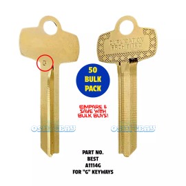 ILCO 50 QTY ILCO FITS BEST KEY BLANKS FOR "G" KEYWAY 1A1G1-Do Not Duplicate