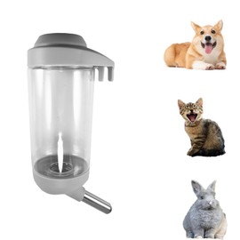 DEEUCHIS Dog Crate Water Bottle - 12 oz No Drip Kennel Pet Water Dispenser, Easy-to-Use Cage Water Bottle for Dogs, Cats, Small Animals, 350ML, Grey