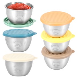 TKSDWBLTY 6 Pcs Salad Dressing Containers 1.69 oz Small Salad Dressing Cups with Lids Stainless Steel Condiment Containers Reusable Sauce Containers for Kitchen Picnic Traveling