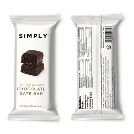 Simply Chocolate Date Bars (Bag) (1.76 oz (Pack of 6), Triple Cacao)