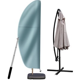 OKPOW Patio Umbrella Cover for 9ft to 14ft Outdoor Umbrellas - Waterproof Cantilever Offset Umbrella Cover Windproof - 420D Oxford Fabric Anti UV Large Hanging Parasol Covers with Rod