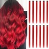 Colored Hair Extensions Clip In, 12 Pieces, Red