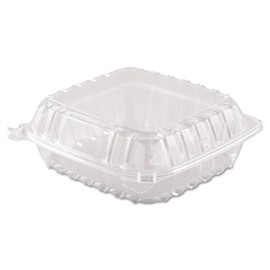 DART C90PST1 ClearSeal Hinged-Lid Plastic Containers 8 3/10 x 8 3/10 x 3 Clear 250/Carton