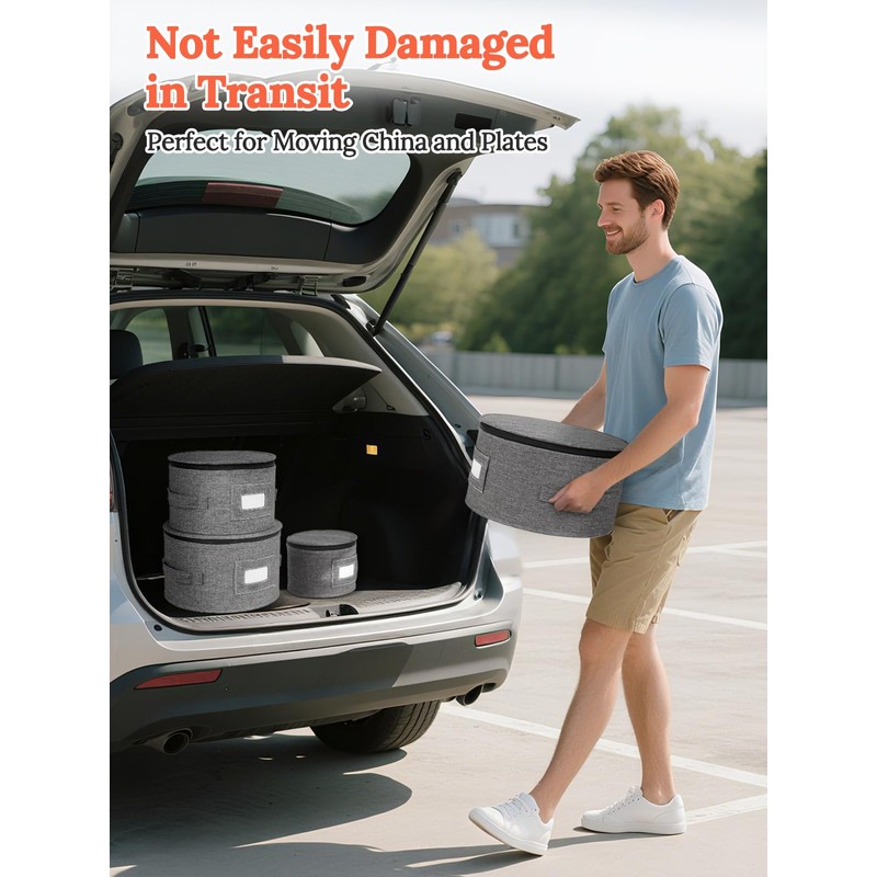 Cirhy Hard Shell Plate Storage Containers 4-Piece Set - Reinforced