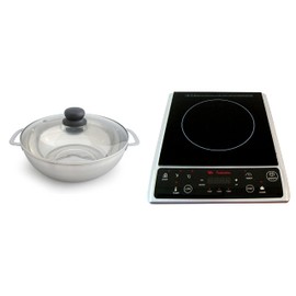 Mr. Induction SPT SR-964TS-42BA: Combination of 1300W Induction Cooktop + Stainless Steel Pot, BLACK