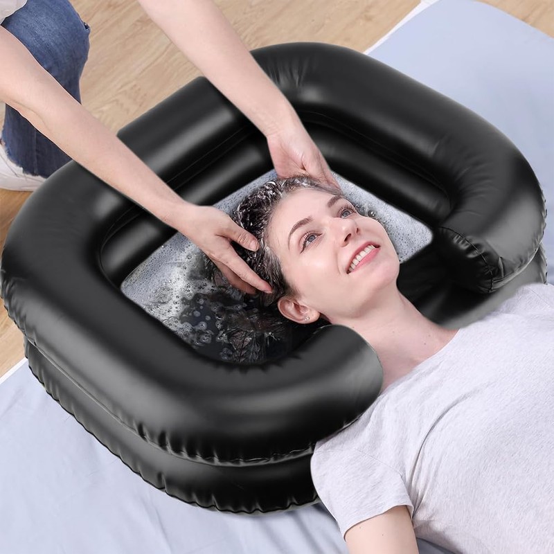 Inflatable Shampoo Basin, Portable Wash Hair in Bed with Inflatable