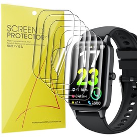 Lamshaw Compatible for Dyurwa Smart Watch Screen Protector, [6 Pack] Full Coverage TPU Clear Film Compatible for Soudorv P97, Dyurwa P97 1.57” Fitness Tracker Smart Watch (6 Pack)