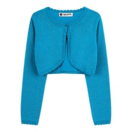 BlackButterfly Girls' Long Sleeve Bolero Sparkle Cardigan Children, turquoise