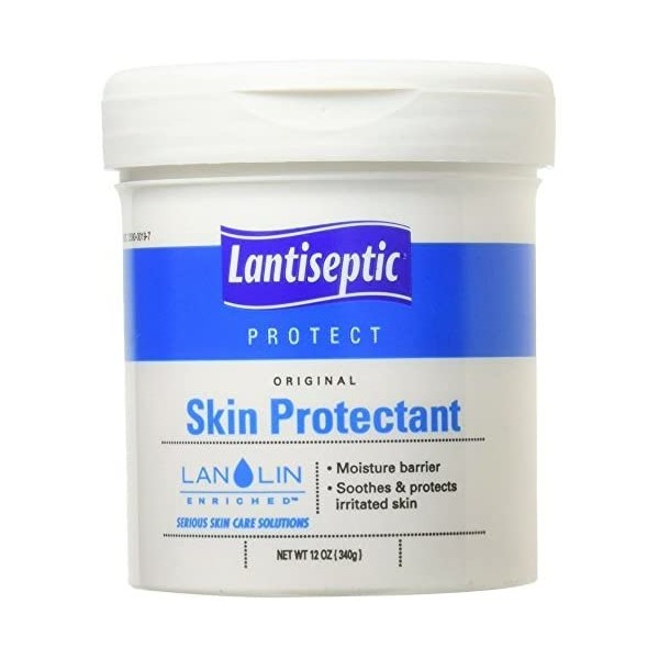 Lantiseptic Moisture Barrier Skin Cream, 12 Jar Case Pack - Lanolin Ointment Treats and Protects Dry, Irritated, Chaffed, and Cracking Skin- 50% Lanolin Enriched - 12 oz. - by DermaRite