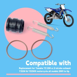 GLOXTED 3JE-14615-00-00 Expansion Chamber to Silencer Coupler Seal and Spring Kit Replacement for Yamaha YZ 250 cc 2-Stroke Exhaust YZ250 & YZ250X Motorcycle 2001 & Up Replace 3JE-14615-01-00