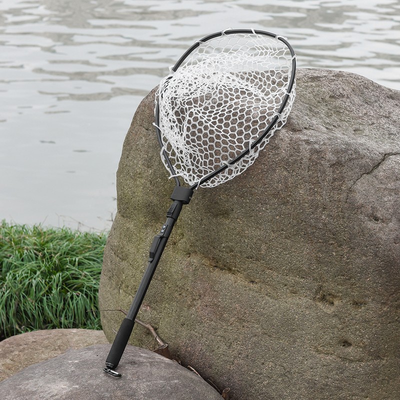 Fishing Landing Net Quick Folding Aluminium Alloy Rod Handheld Portable