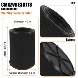 LVJUSEN VF7000 Filter Replacement for Ridgid Shop Vac Wet Application Filters/ 5-20 Gallon Ridgid Vacuum Filter / 6-9 Gallon Husky Vacuum, Wet Pick Up Filter