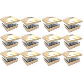 Solar Power Outdoor Garden 5 x 5 LED Post Deck Cap Square Fence Light Landscape Lamp Lawn PVC Vinyl Wood (Copper - 12 Pack)