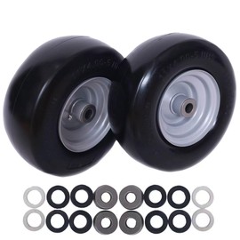 Dayrim 11x4.00-5 Flat-Free Lawn Mower Tires,Zero Turn Mowers Front Tires, 3/4" bushing pre-installed, Extra 5/8" bushing, 3.4"-4.9" Centered Hub, 2PCS. gray rim (gray, 11x4-5)