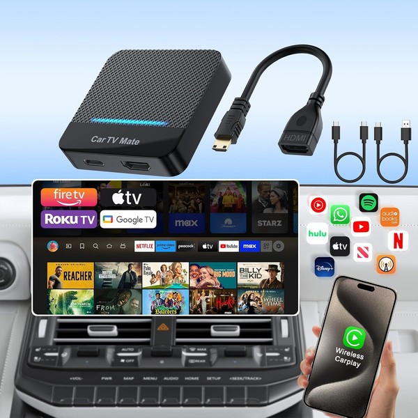 Car TV Mate 2025 Built-in Wireless CarPlay Adapter, Fire TV