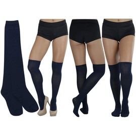 ToBeInStyle Pack de 6 o 12 calcetines clásicos de mezcla de algodón, Paquete de 6: azul marino., X-Large (Women's Shoe Size: 6-9)