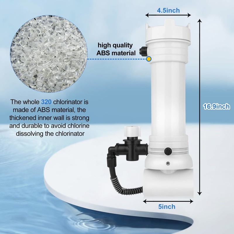 Upgraded 320 Pool Chlorinator Automatic Chlorine/Bromine Inline Feeder Compatible with