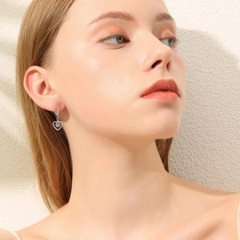 PARYFO Heart Infinity Earrings 925 Sterling Silver Leverback Dangle Earrings Cubic Zirconia for Women Gifts, Sterling Silver, Cubic Zirconia