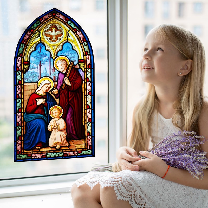 Holy Family Stained Glass Window Film (12.5"x24")
