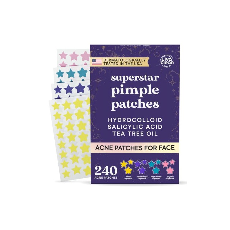 LivaClean 240 Parches para Acne Estrellas Pimple Patch, Parche Hidrocoloide