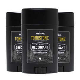 Live Bearded Men's Deodorant - Long Lasting, Aluminum Free, All Natural, Activated Charcoal Deodorant for Men, Travel Size - Tombstone, 3 Stick
