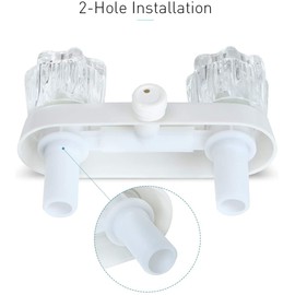 RV Shower Faucet Replacement, 4-Inch 2-Knob-Handle Diverter Valve for RV Camper Travel Trailer, Easy Install Lead-Free Indoor Outdoor Shower Faucet, White