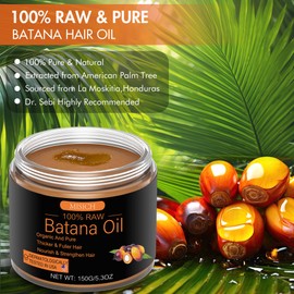 Raw Batana Oil for Hair Growth, 100% Natural Pure Dr. Sebi Botana Oil from Honduras, Unrefined Organic for Prevent Hair Loss, Enhances Thickness for Men & Women 5.3 oz