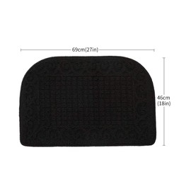 27X18 Inch Anti Fatigue Kitchen Rug Mats are Made of 100% Polypropylene Half Round Rug Cushion Specialized in Anti Slippery and Machine Washable,Black(2 pcs)