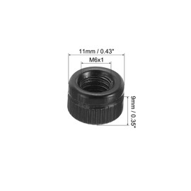 PATIKIL M6x9x11 Cap Nut, 50 Pcs Acorn Nut Screw Knob Cap Insert Bolt Cover Female Thread Knurled Decorative Hardware Fittings Light Fixtures, Black