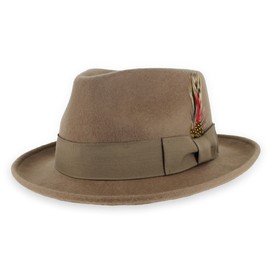 Belfry Gangster 100% Wool Stain-Resistant Crushable Dress Fedora in 4 Colors (XLarge, Pecan)