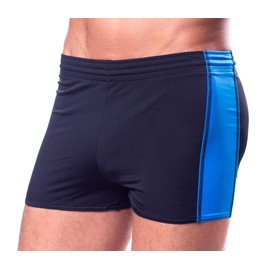 Aquarti Mens Swimming Trunks with Drawstring Elastic Waistband Black/Blue Size: 5XL, black/blue