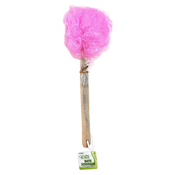 Smart Value Health and Personal Care Bath Scrubber with Wooden