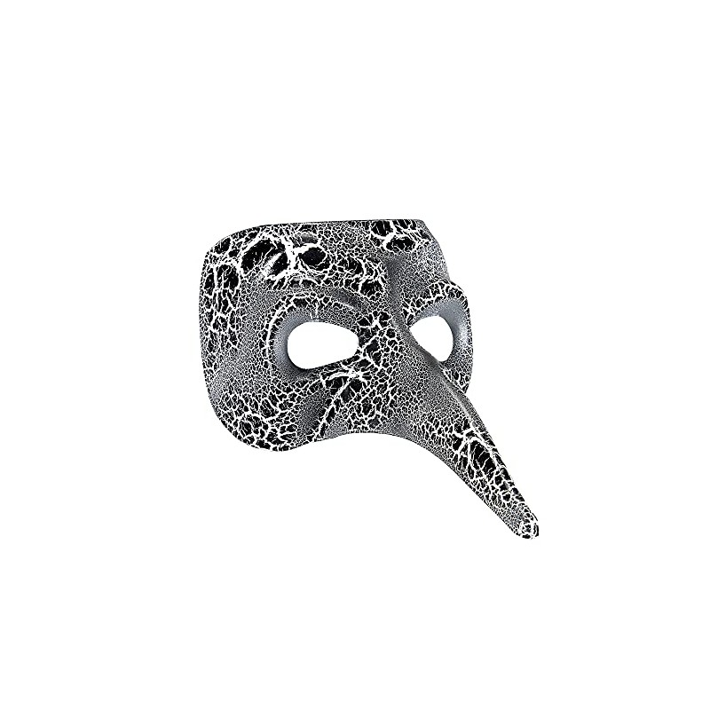 LONG NOSE VENETIAN MASK SILVER/BLK FOR FANCY DRESS ACCESSORY