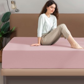 Simply Amelia Fitted Sheet 30cm Deep 100% Soft Brushed Cotton Fabric Machine Washable Corner Elastic Bed Sheet (Double Blush 135 X 190 CM)