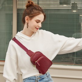 S-ZONE Small/Medium Women Leather Crossbody Sling Bag RFID Blocking Men Chest Packs Backpack Unisex