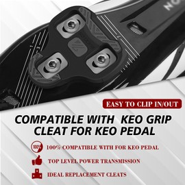 AEYINO Bike Cleats Compatible with KEO Pedals for Road Bike - Anti-Slip Rubber Desgin Bicycle Clipless Bike Grip Clip Pedals for Indoor Cycling Clips(9/16")