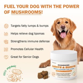 Turkey Tail Mushroom Guard for Dogs Lumps and Bumps, Lipoma Treatment for Dogs, 7 Organic Mushrooms Blend for Immunity, Longevity with Beta-Glucans, Dog Lumps Supplement, 90 Chews, Chicken Flavor