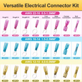 620PCS Heat Shrink Wire Connectors Electrical Connectors Kit Wire Connectors Kit, CEACHOI Marine Grade Waterproof Terminals Butt Connectors, Spade Fork Ring Butt Splices