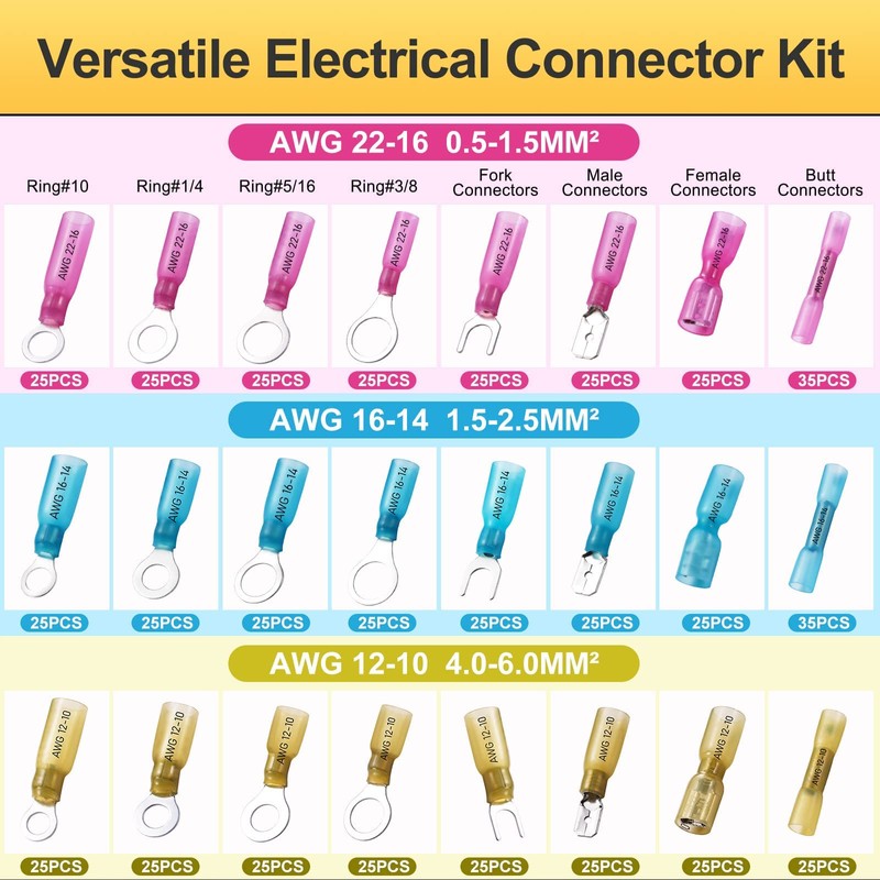 620PCS Heat Shrink Wire Connectors Electrical Connectors Kit Wire Connectors