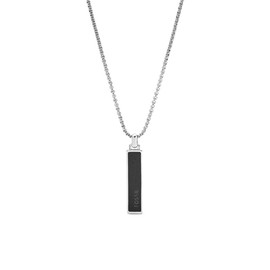 Fossil Necklace for Men Dress, Total Length: 65 cm + 5 cm / Pendant: 32mm x 7mm Silver Stainless Steel Necklace, JF03440040