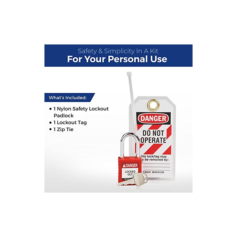 BRADY Personal Lockout Tagout Safety Lock with Loto Tag -