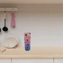 Handmade Paw Print Glittery 20 oz Skinny Tumbler Perfect for both hot and cold beverages