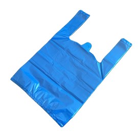 Sabco - Blue 100pcs 11 X 17 X 21" Plastic Vest Carrier Bags - Blue Vest Style Carrier Bags - Plastic Carriers With Handles - Heavy Duty Ideal For Grocery Shopping