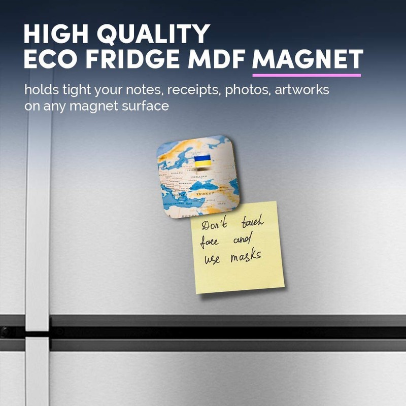 1 x Square MDF Fridge Magnet - World Map Ukraine