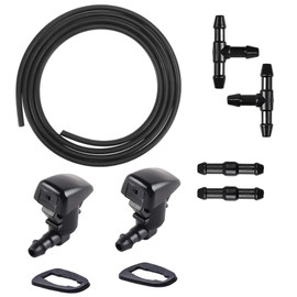 Front Windshield Washer Nozzles Kit replacement for 08-11 Ford Focus 07-11 Ford Edge 07-10 Lincoln MKX Washer Jet and Fluid Hose with Connector Replaces OEM # 7T4Z-17603-A 8S4Z-17603-AA,8S4Z17603AA
