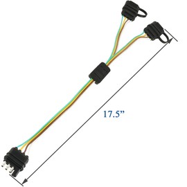 Oyviny 4 Pin Flat Y-Splitter Plug Adapter with 17.5 inch Trailer Extension Harness for LED Tailgate Light Bar and Trailer Lights Pure Copper Wires Plug & Play 4 Way Y-Splitter Plug