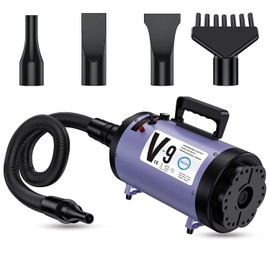 Professional Dog Grooming Dryer with Heater, 5.2HP High-Power Dog Blower, Variable Speed Adjustable, Low Noise Pet Hair Dryer for All Breeds(Purple)