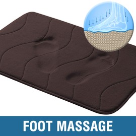 Memory Foam Bath Mat for Bathroom Non Slip Bath Rug Velvet Thick Soft and Comfortable Water Absorbent Machine Washable Easier to Dry Floor Rug Mats Waved Pattern, 24x17 Inches, Chocolate Brown