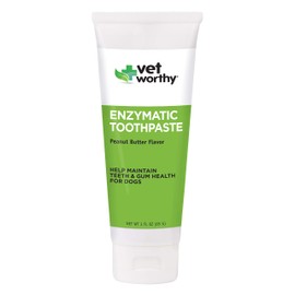 Vet Worthy Peanut Butter Enzymatic Toothpaste for Dogs - For Clean, Healthy Teeth and Gums - Freshen Dogs Breath - Peanut Butter Flavor - Made in the USA - Start Your Dog’s Dental Routine Today - 3oz