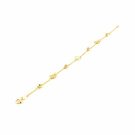 Mondepetit - 9ct Yellow Gold Women's Bracelet Matte and Shiny Cubic Zirconia Stars 18 cm